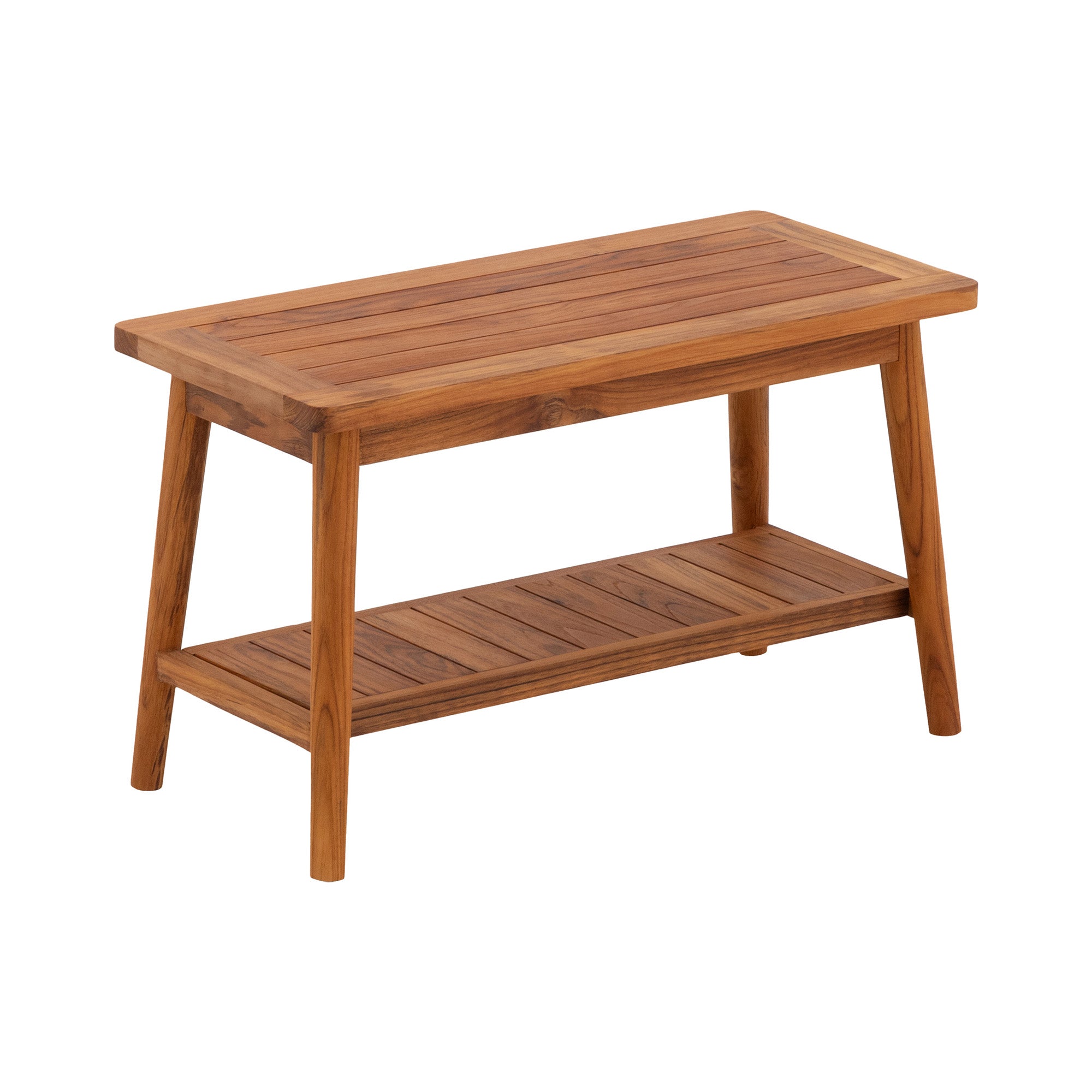Oiled Teak Shower and Bath Decor Bench with Shelf - 30"