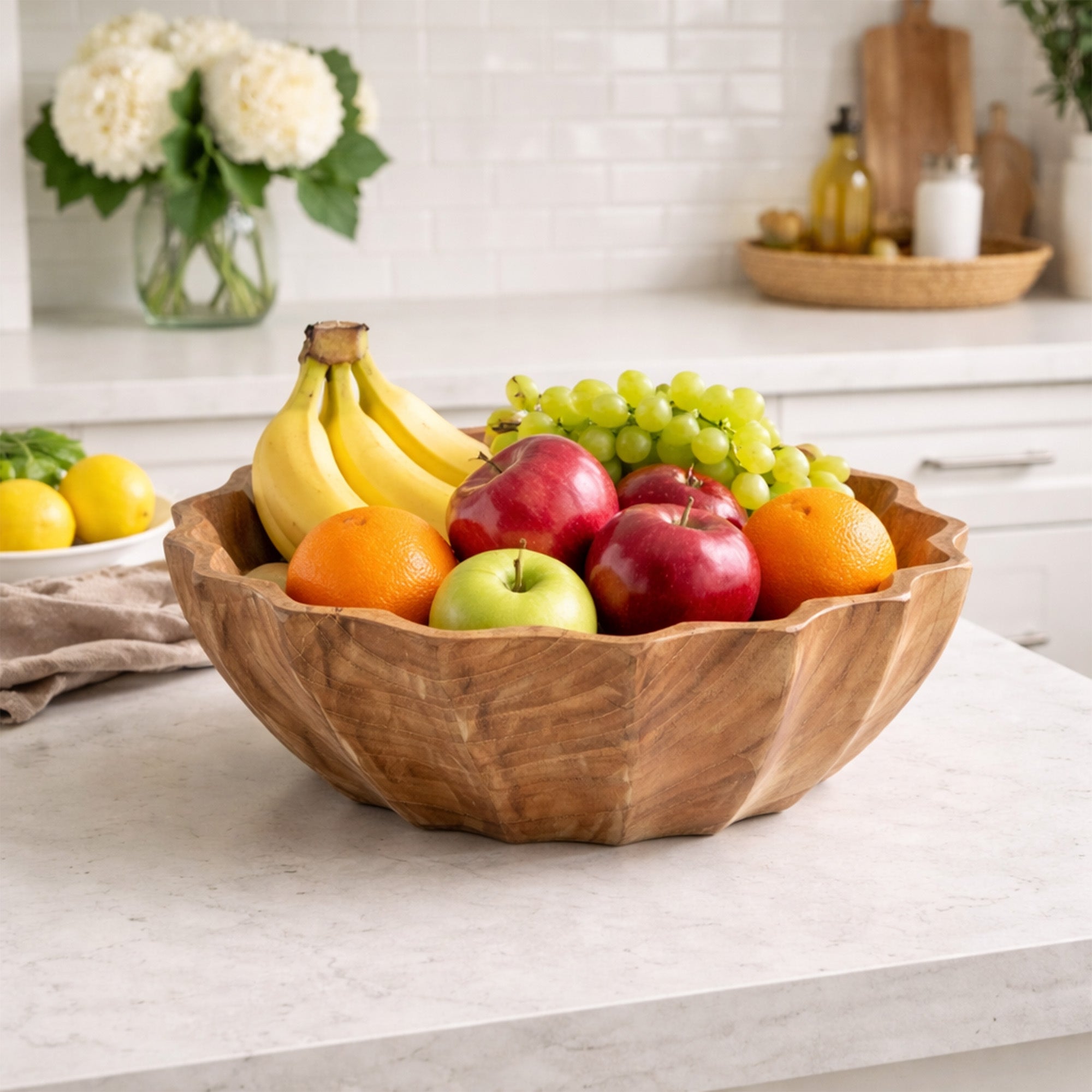 Natural Teak Fruit Bowl - 11"