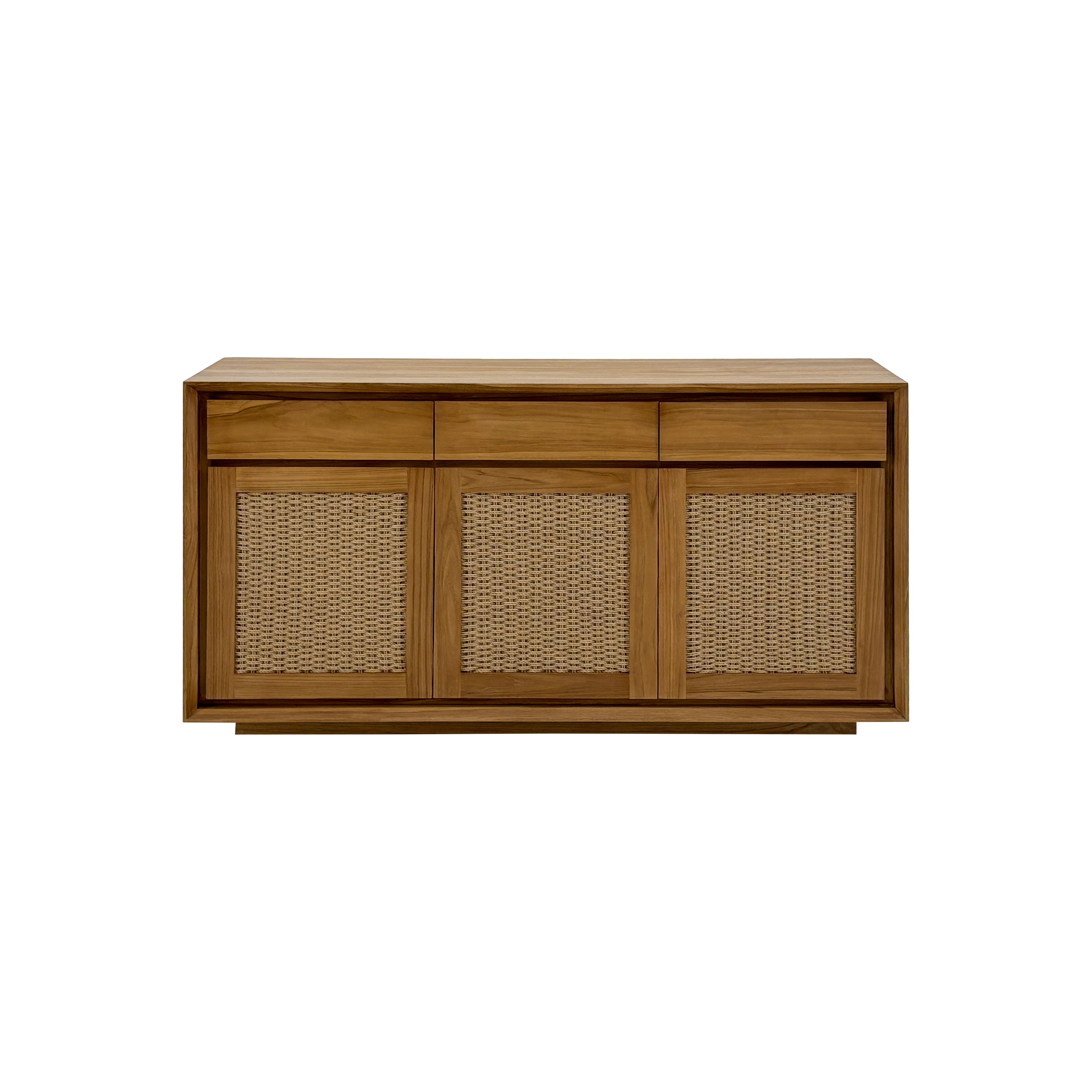 Oslo Natural Teak Indoor Sideboard with Fabric Doors - 61"