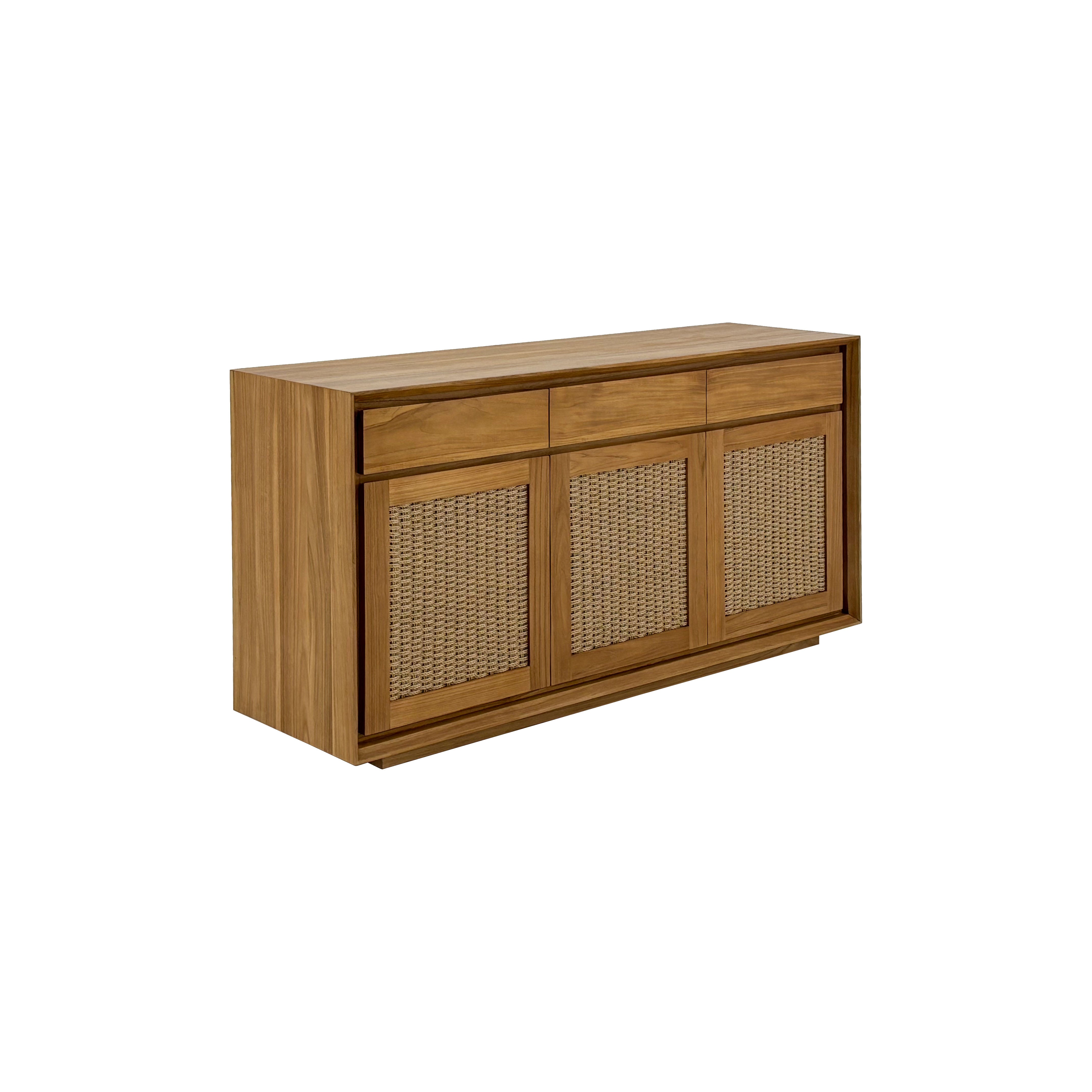 Oslo Natural Teak Indoor Sideboard with Fabric Doors - 61"