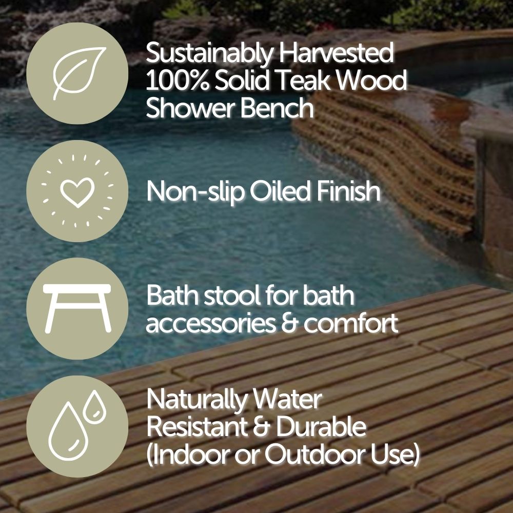 Osprey Teak Shower and Bath Spa Bench with Shelf – 18″