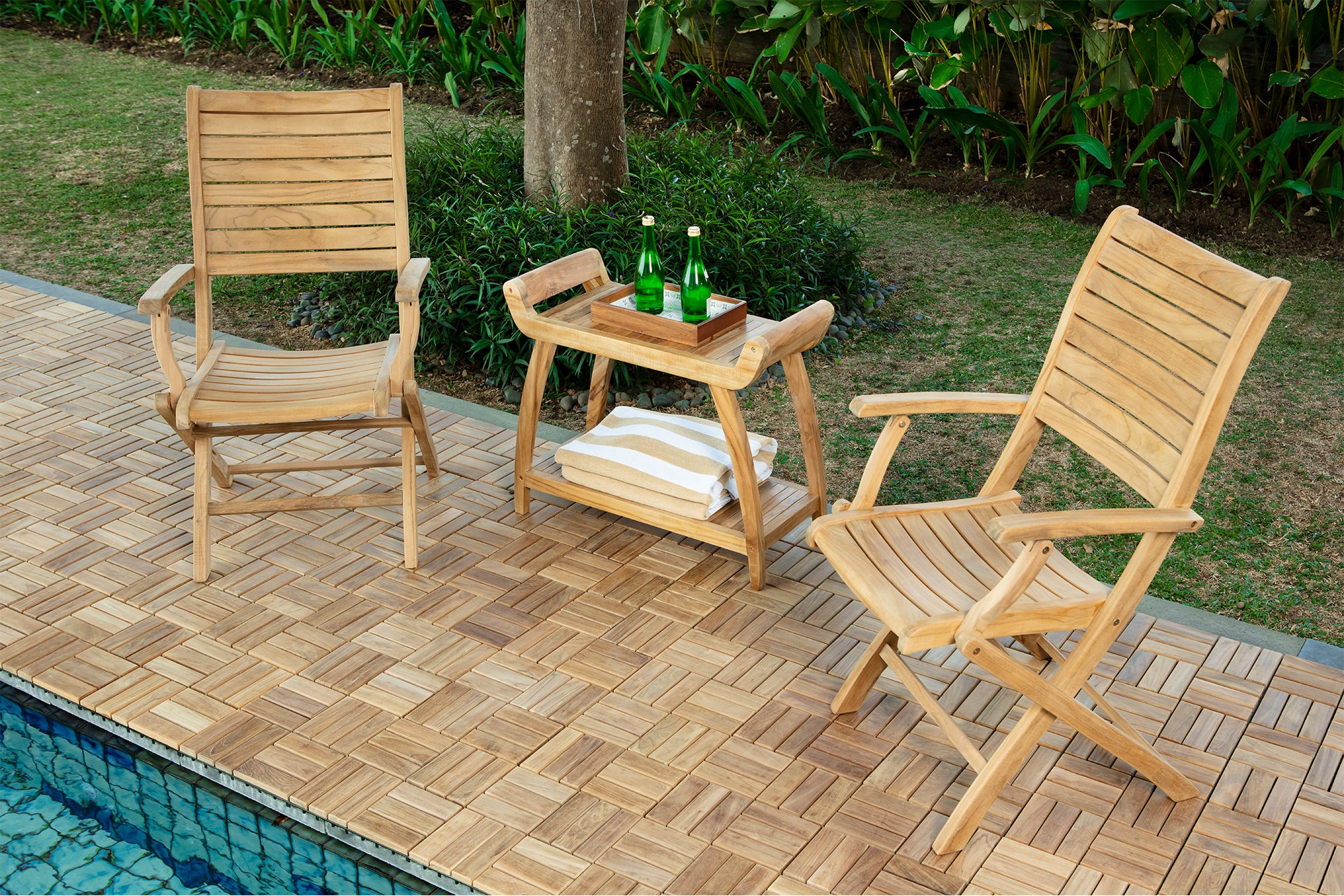 Wooden discount spa bench