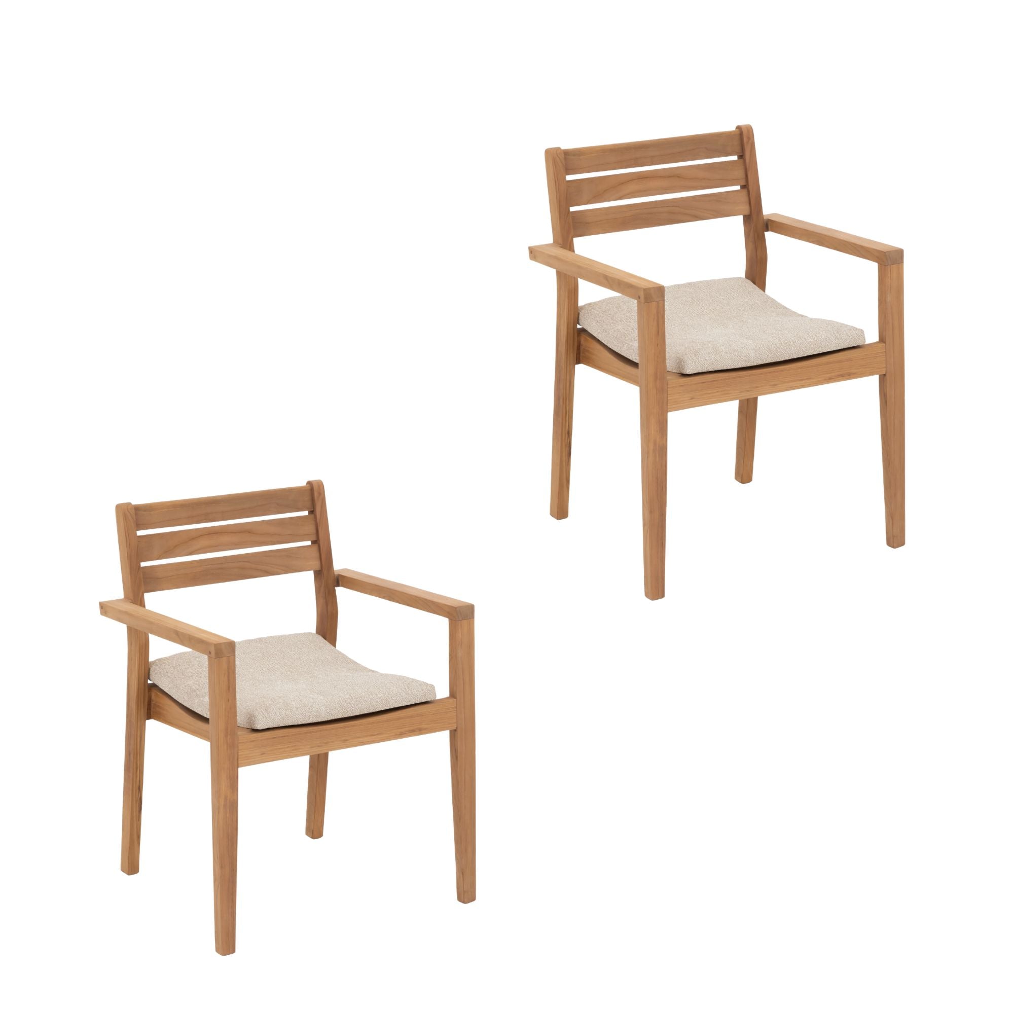 Oslo Natural Teak Outdoor Dining Chair (Set of 2 with Cushions)