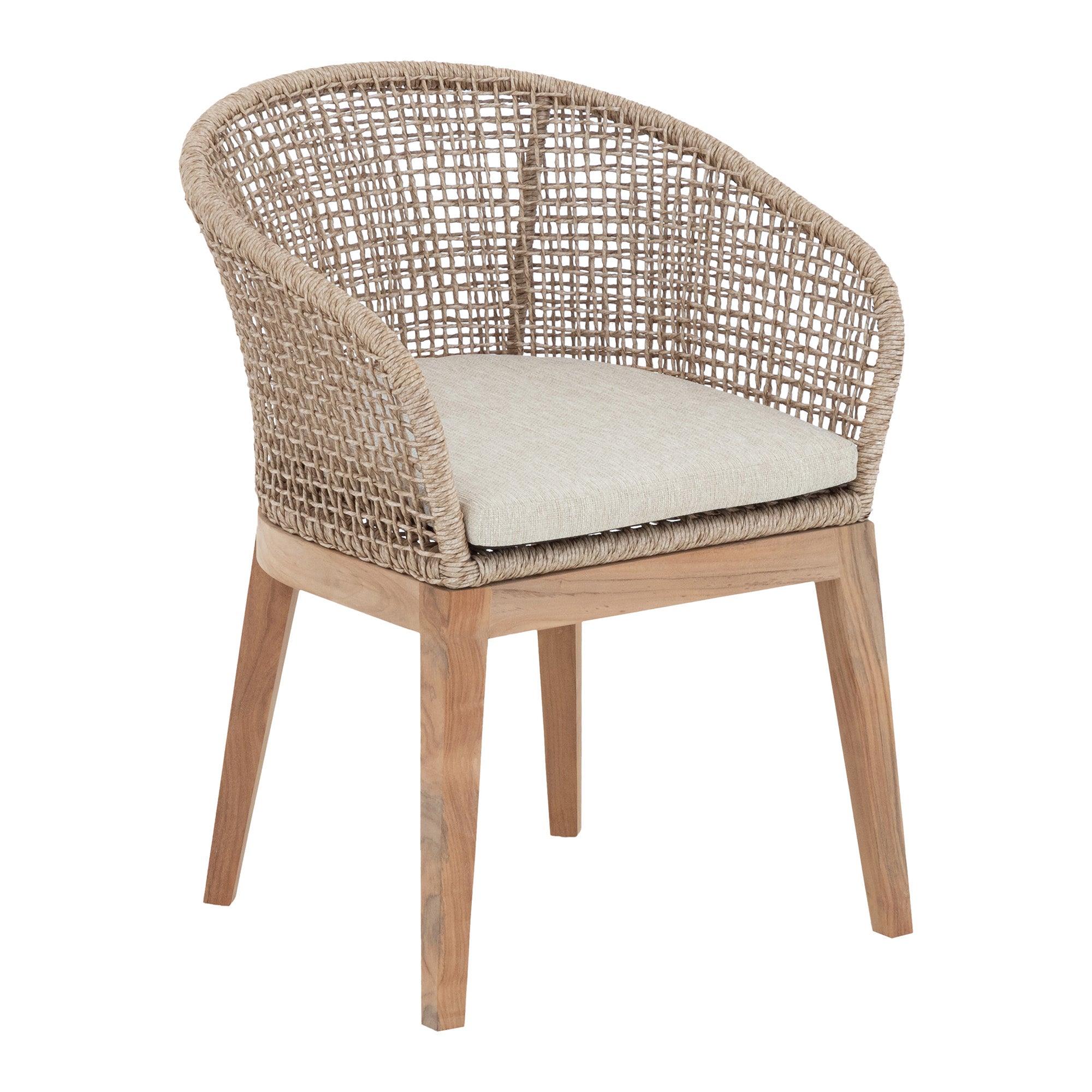Natural Teak Dining Chair with Rattan Weaving