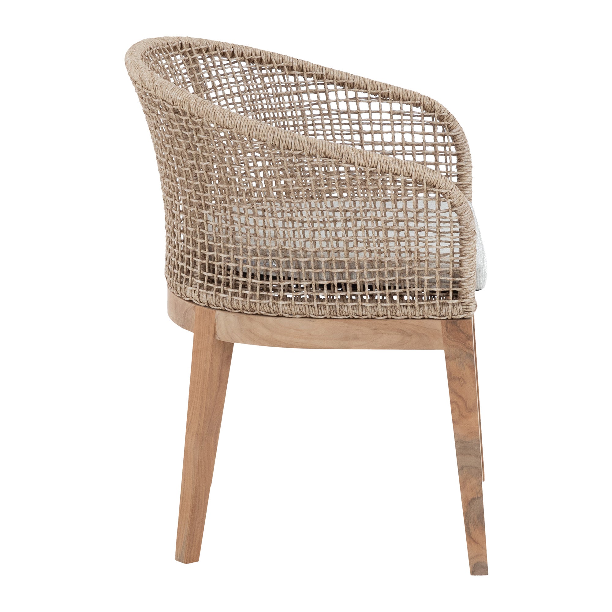 Natural Teak Dining Chair with Rattan Weaving