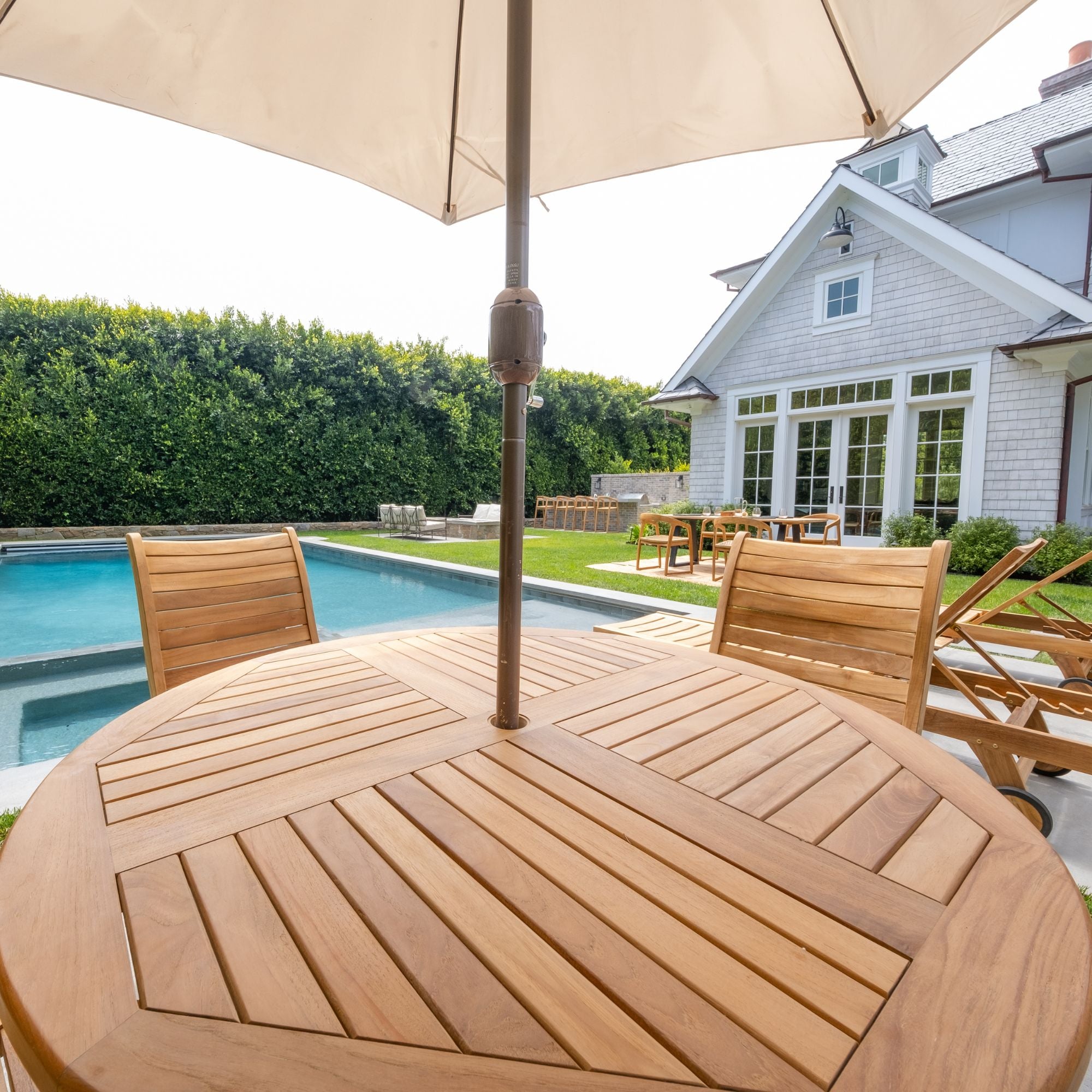 Naples Natural Teak Outdoor Foldable Round Dining Table - 47"