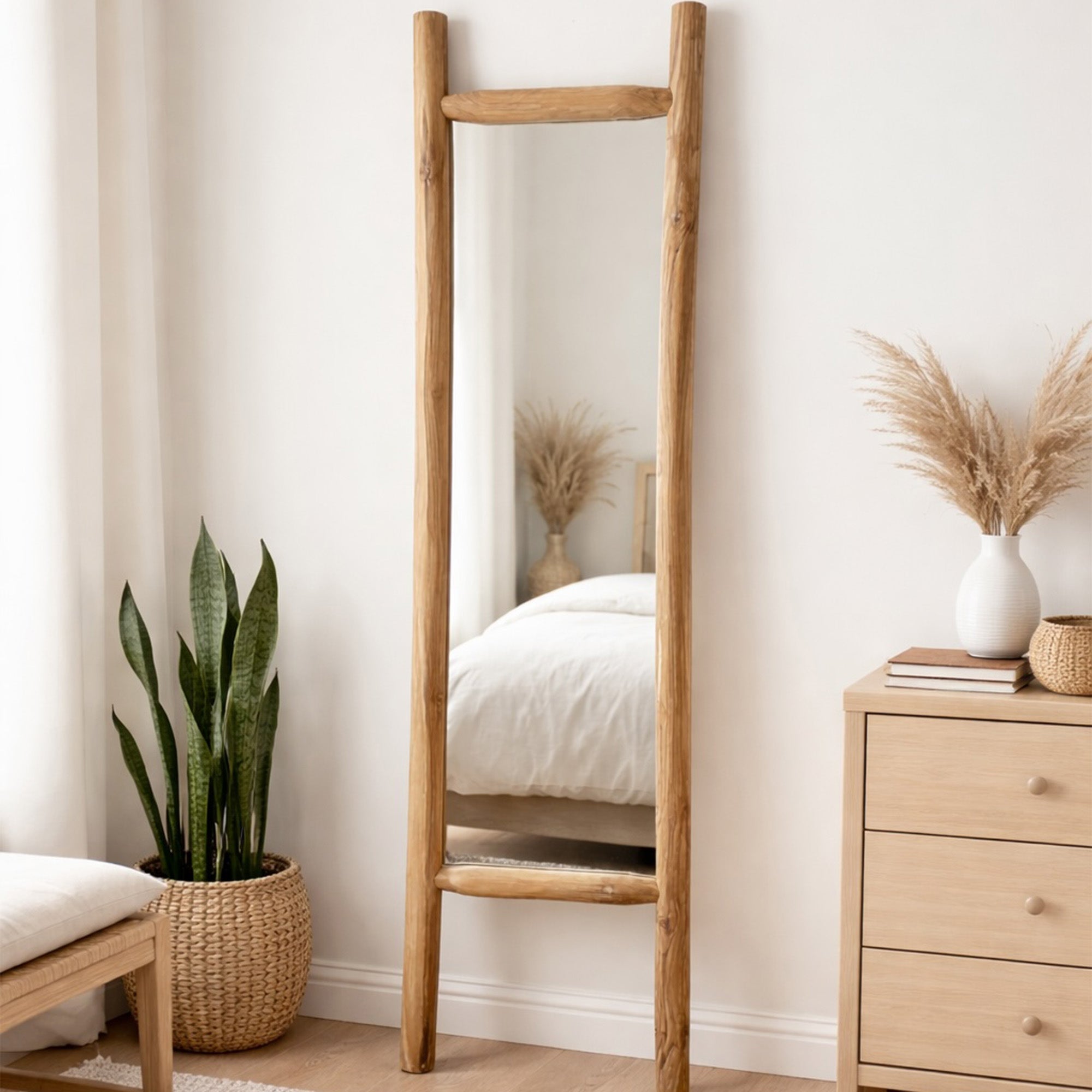 Indoor Natural Teak Branch Mirror - 71"