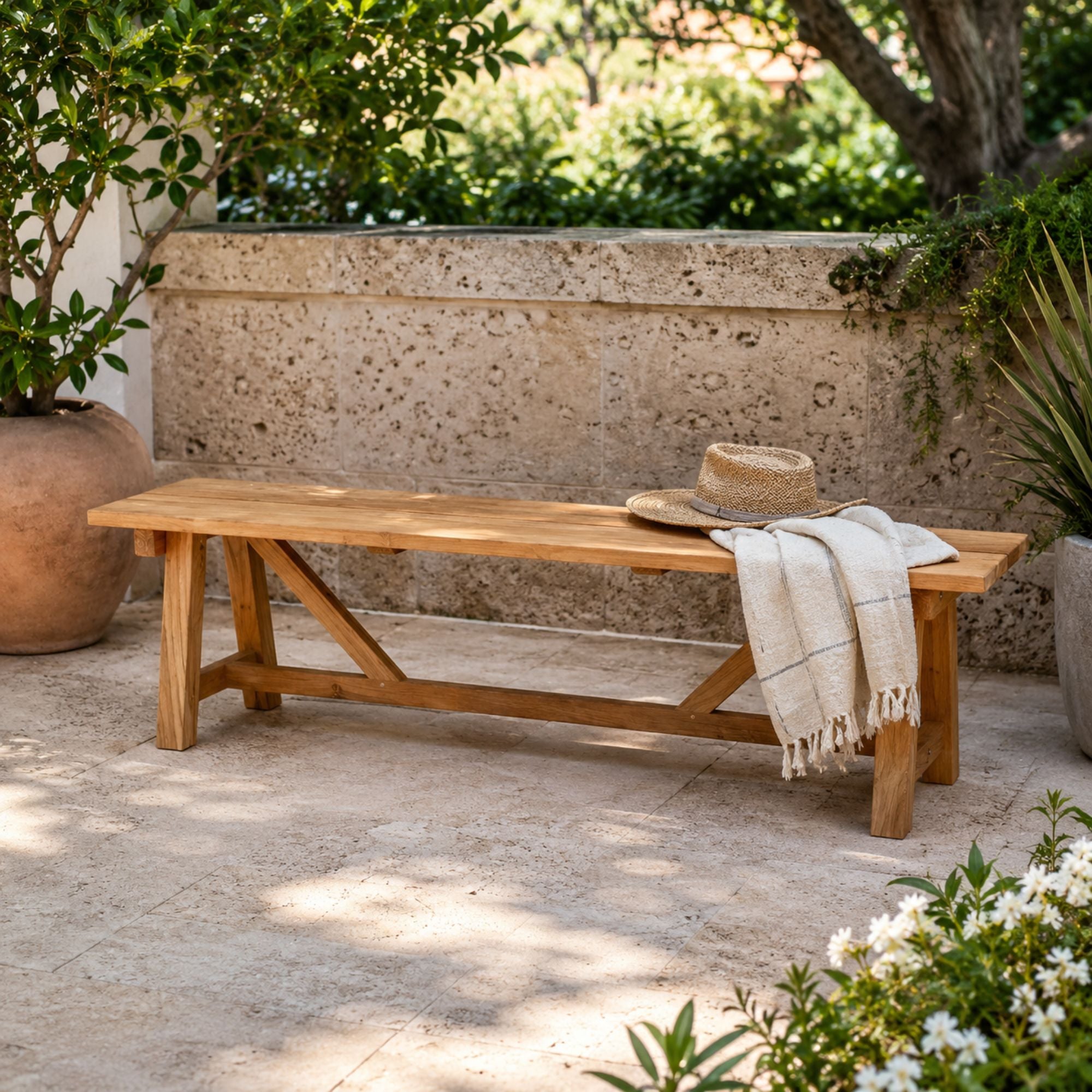 Strand Natural Teak Dining and Seating Picnic Bench - 71"