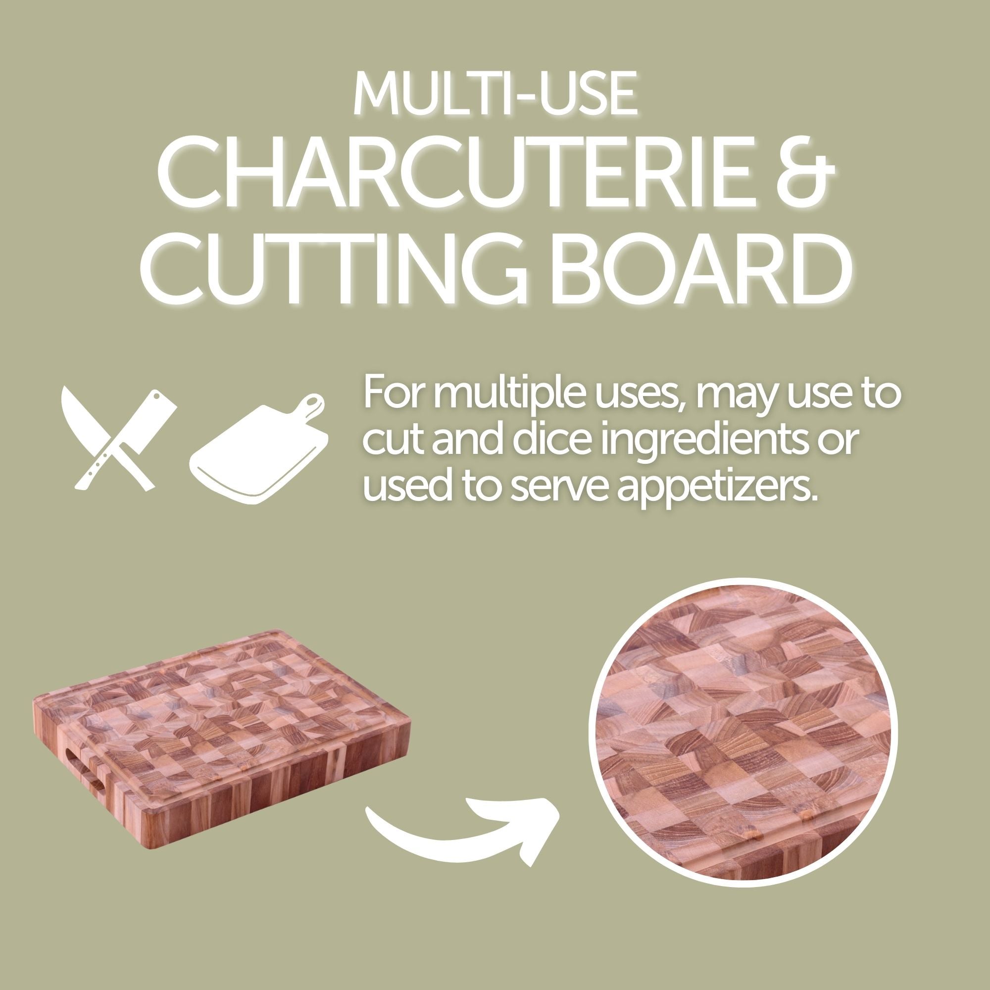Adobe Checkered Teak Cutting Board - 15"