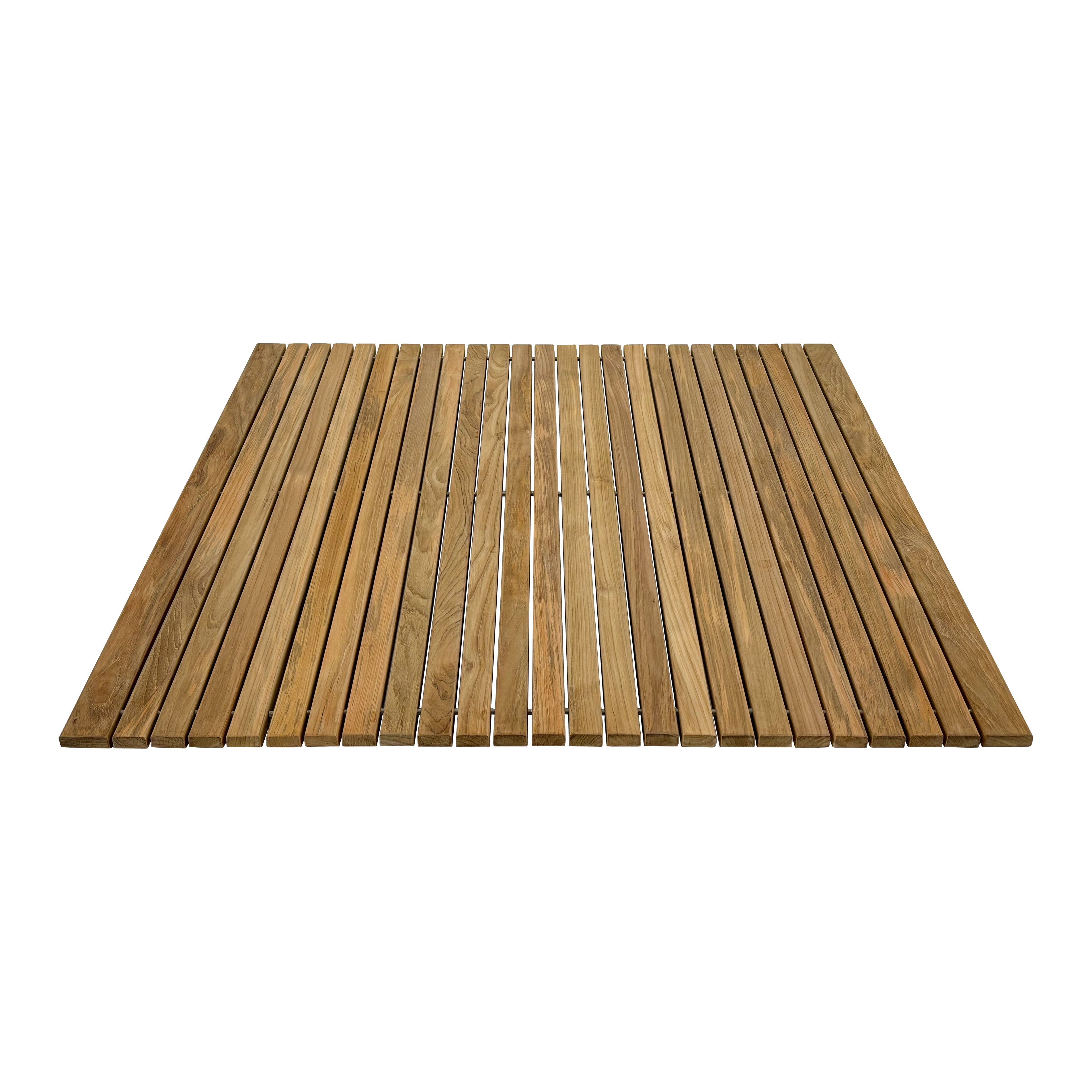 Chiba Teak Shower and Bath String Mat with Rubber Footing 36″ x 36"