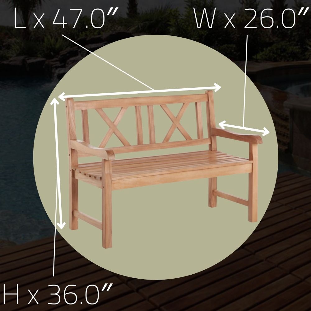 Barbados Natural 2 Person Outdoor Teak Wood Bench