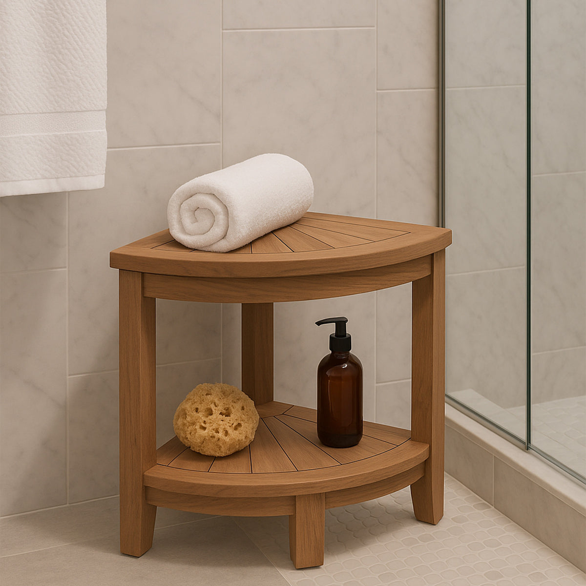 Corner Shower Bathroom Bench Teak Bathroom Redmon Genuine Teak - Main Image