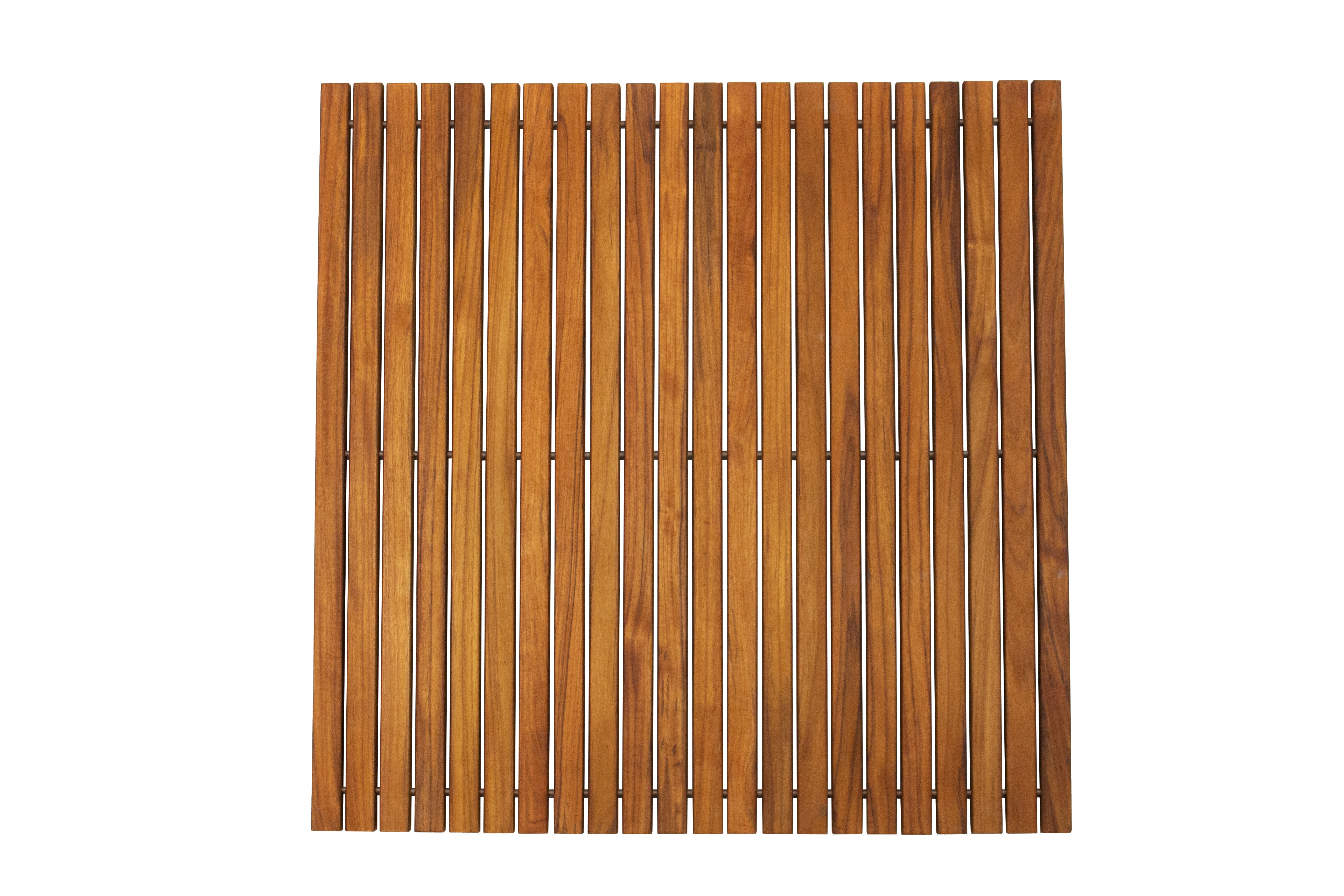 Sapporo Oiled Teak Shower and Bath String Mat with Rubber Footing 30″ x 30″