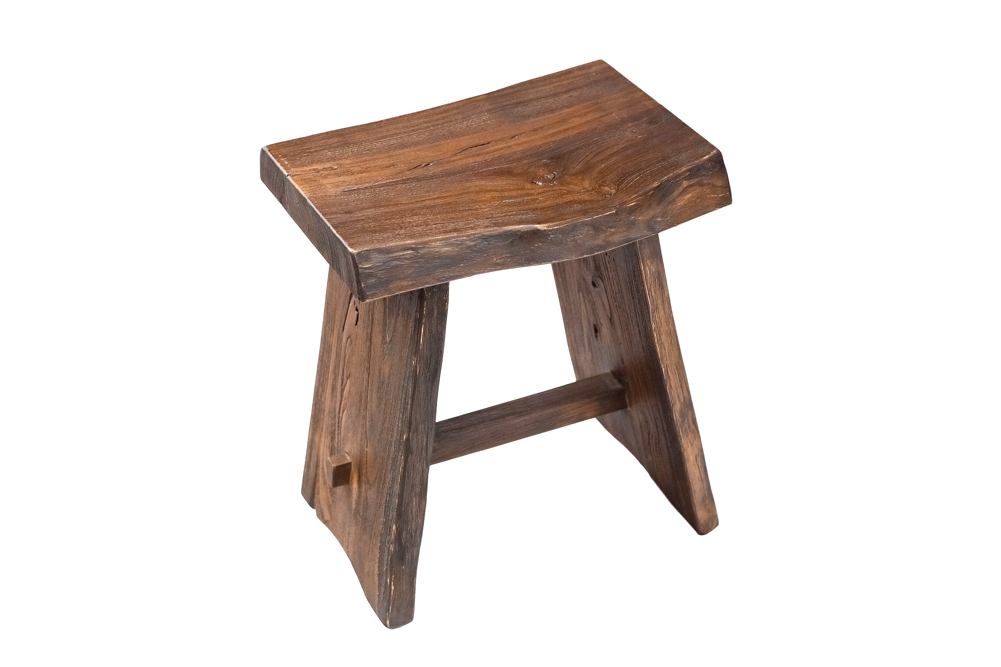 Salem Rustic Teak Shower and Bath Stool with Curved Seat