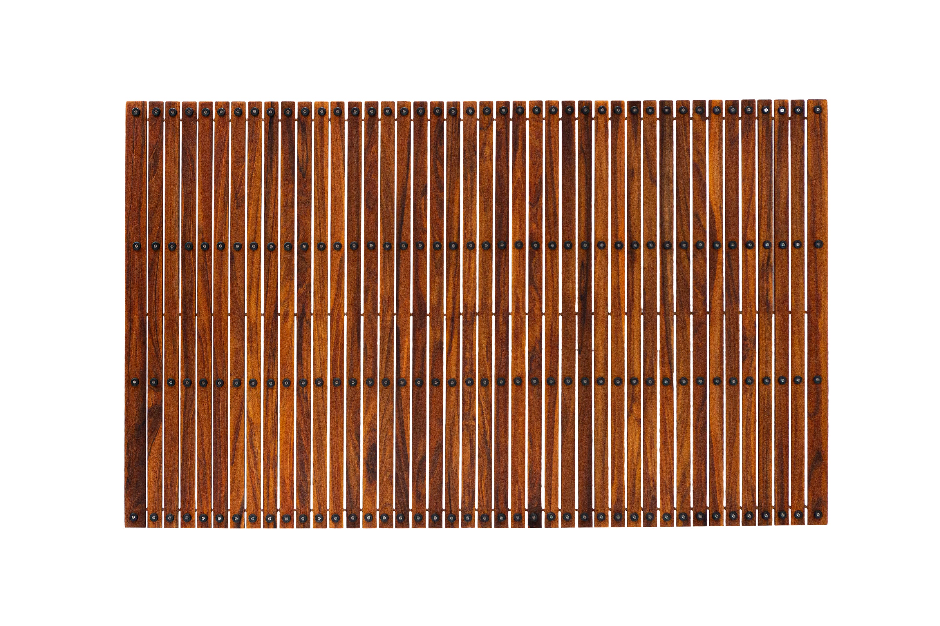Spokane Extra Large Oiled Teak Shower and Bath String Mat with Rubber