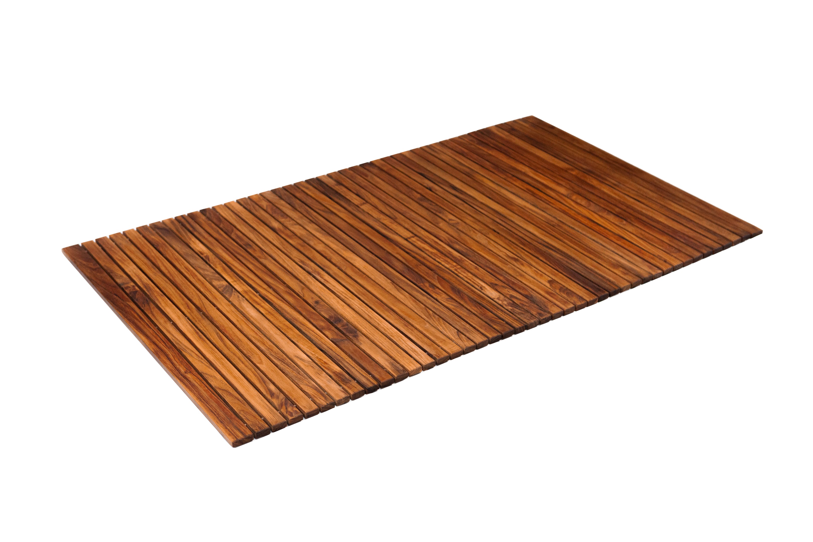 Spokane Extra Large Oiled Teak Shower and Bath String Mat with Rubber Footing 59″ x 35″