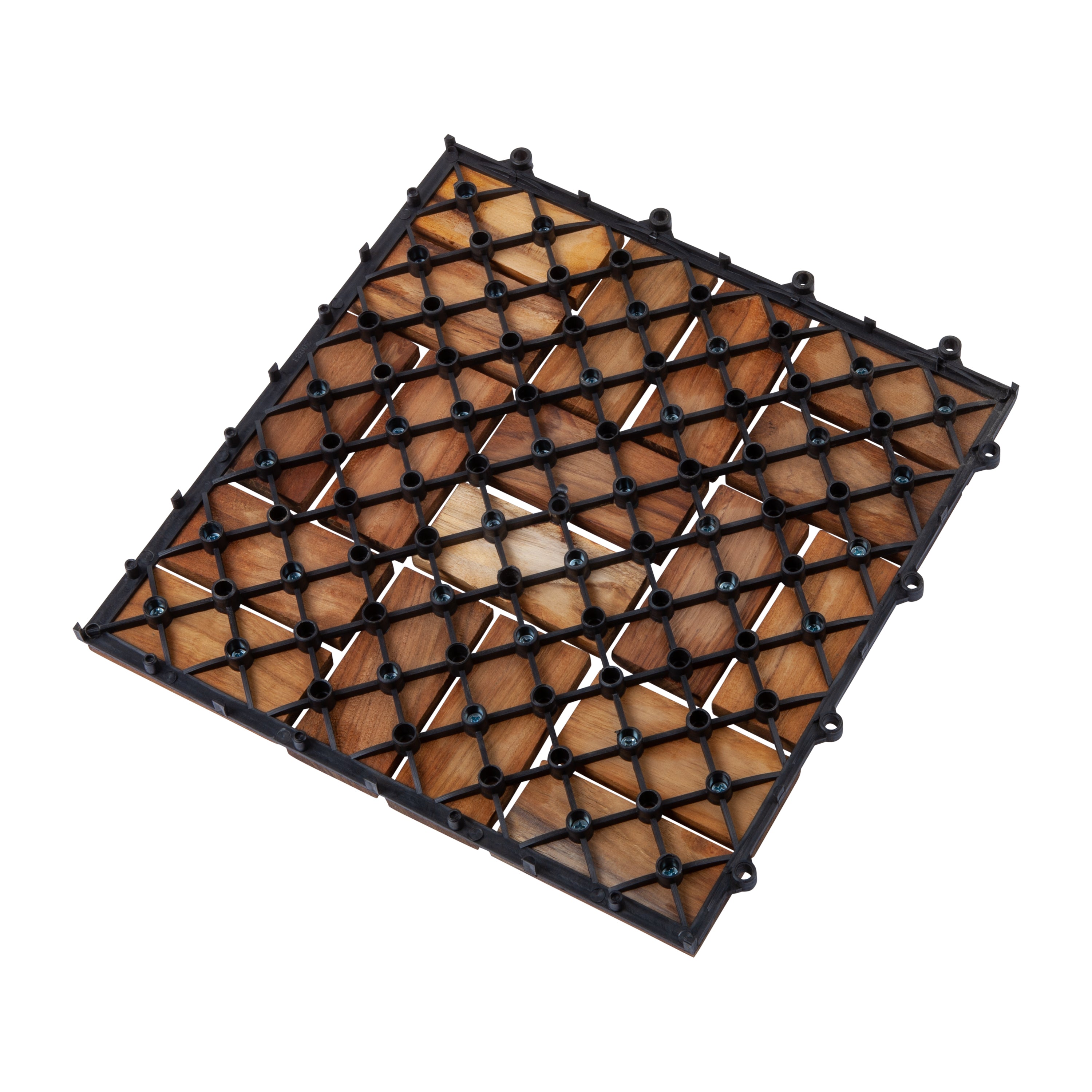 Calgary Oiled Teak Outdoor Interlocking Tiles, 18 Slat (10 sq ft)