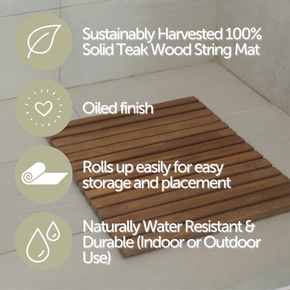 Nordic Style Oiled Teak Shower/Bath/Outdoor Mat 19.6? x 19.6?