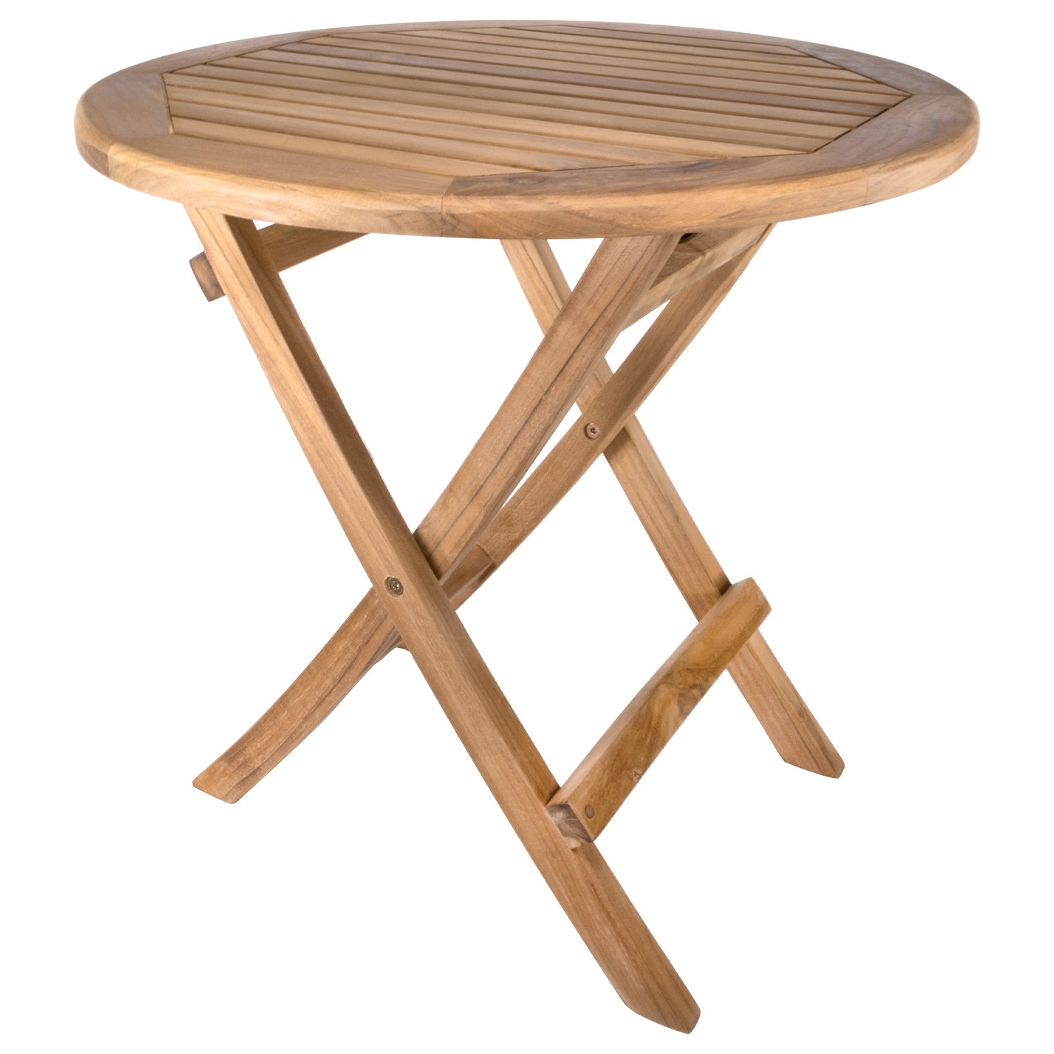 Ruger Natural Teak Outdoor Round Folding Side Table - 20