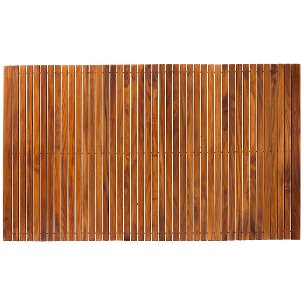 Spokane Extra Large Oiled Teak Shower and Bath String Mat with Rubber
