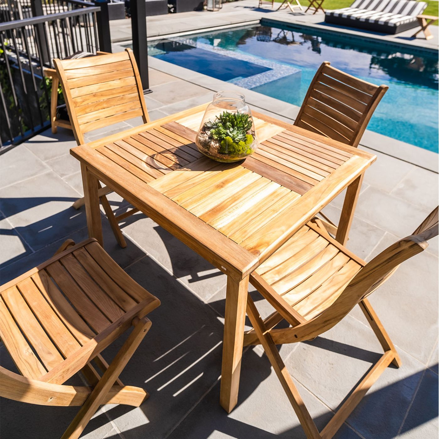 Telluride 4-Person Natural Teak Outdoor Square Dining  Table 39"
