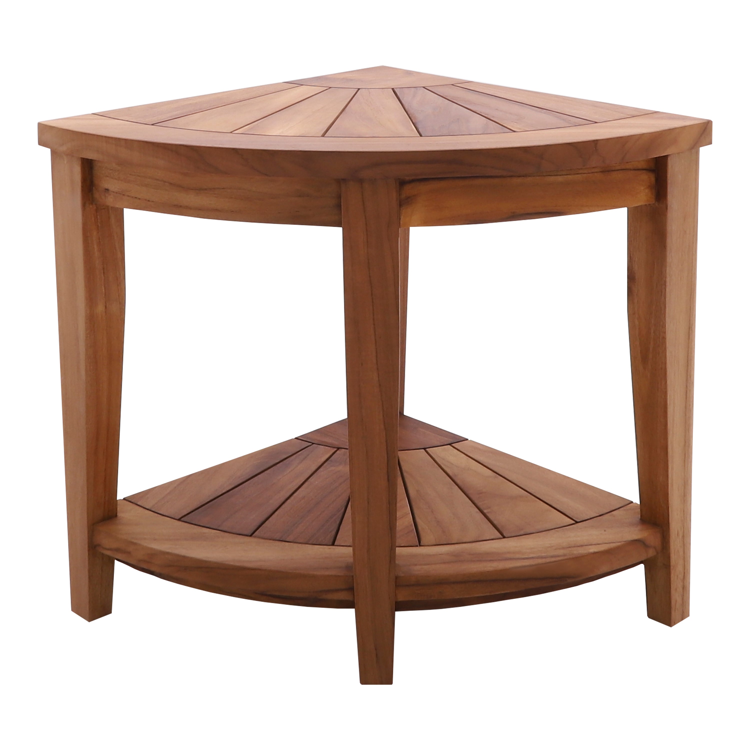 Tanzania Oiled Teak Shower and Bath Corner Stool with Shelf